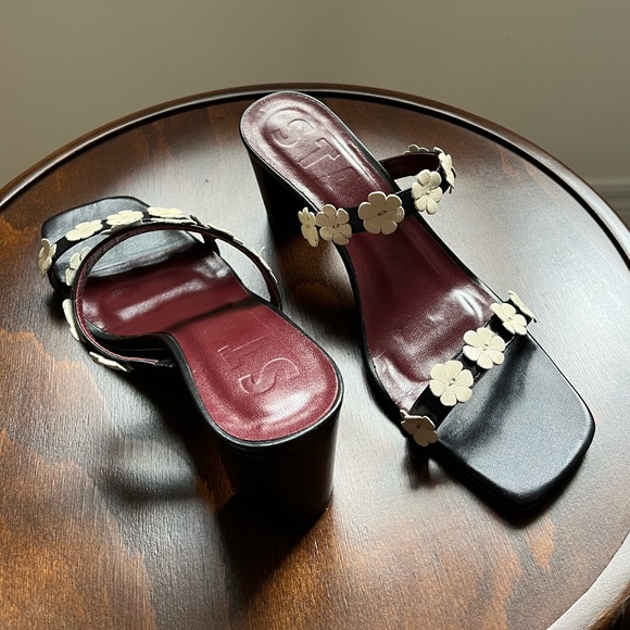 New Staud Y2K Leather Floral Strap Heel Sandals | NWOT - Picture 3 of 7